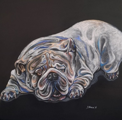 1. Velké sny, 80×80, pastel, 2018